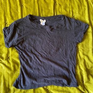 Black Distressed Cropped T-Shirt 🖤